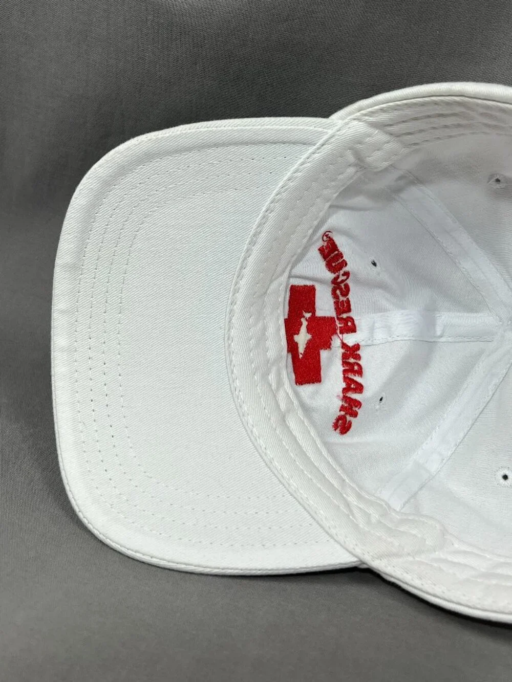 Shark Rescue Jensen Beach Florida Hat Strapback White Adjustable Adult Dad Cap